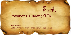 Pacurariu Adorján névjegykártya